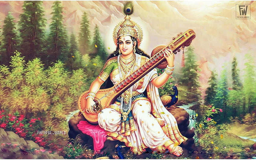Goddess Saraswati, Saraswathi HD wallpaper