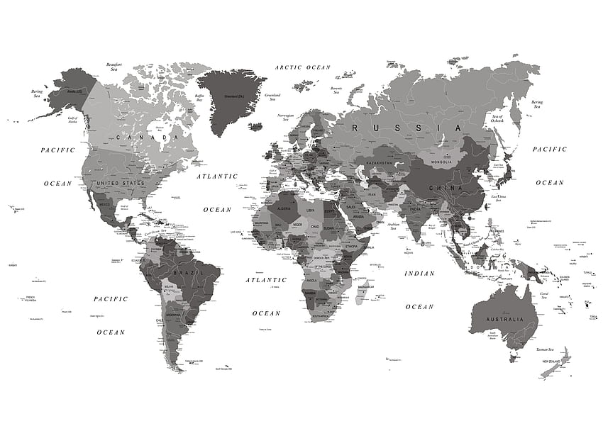 白黒の世界地図を購入 - 配送 .uk, World Atlas 高画質の壁紙