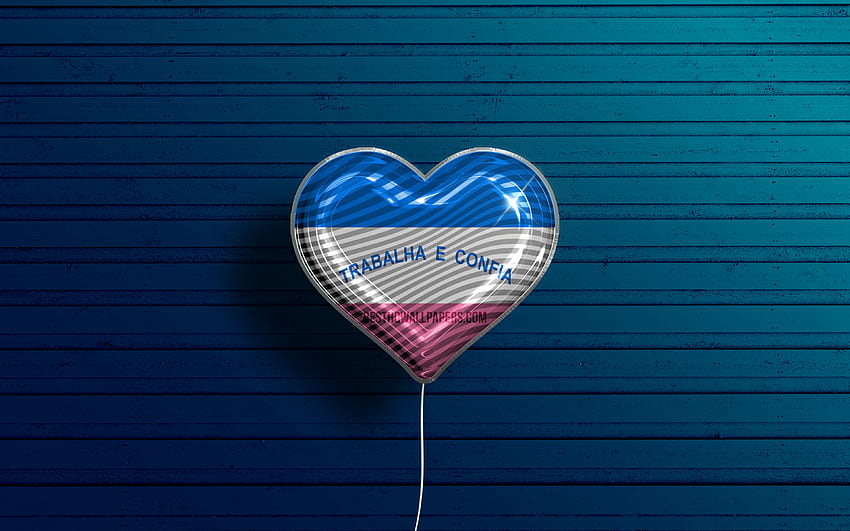 I Love Espirito Santo, , realistic balloons, blue wooden background, brazilian states, flag of Espirito Santo, Brazil, balloon with flag, States of Brazil, Espirito Santo flag, Espirito Santo, Day of Espirito Santo HD wallpaper