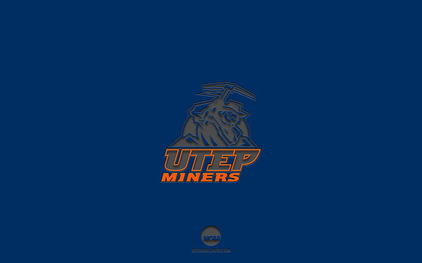 UTEP Miners, blue background, American football team, UTEP Miners emblem, NCAA, Texas, USA, American football, UTEP Miners logo HD wallpaper