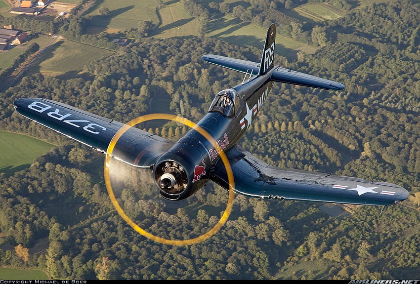 Vought F4U 4 Corsair Red Bull (The Flying Bulls). Aviation HD wallpaper