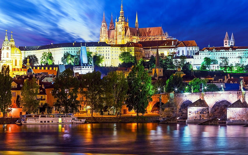 Evler: Prag Çek Cumhuriyeti Charles Köprüsü Nehir Kalesi Hortumlar Şehir HD duvar kağıdı