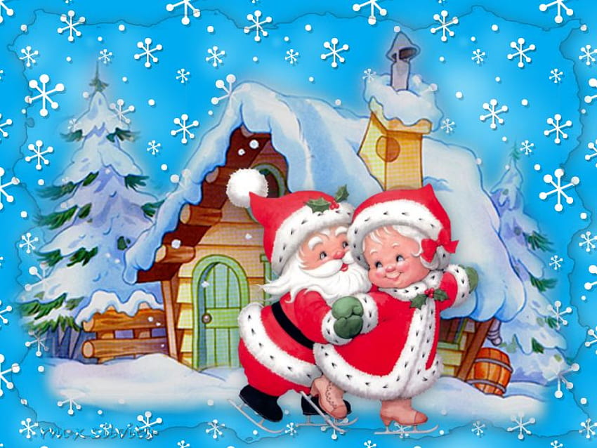 ใกล้จะถึงวันคริสต์มาสแล้ว) สีน้ำเงิน แสงแดด ฤดูหนาว สีขาว วัยเด็ก ซานตาคลอส หิมะ คริสต์มาส สีแดง ธรรมชาติ ตลอดไป วอลล์เปเปอร์ HD