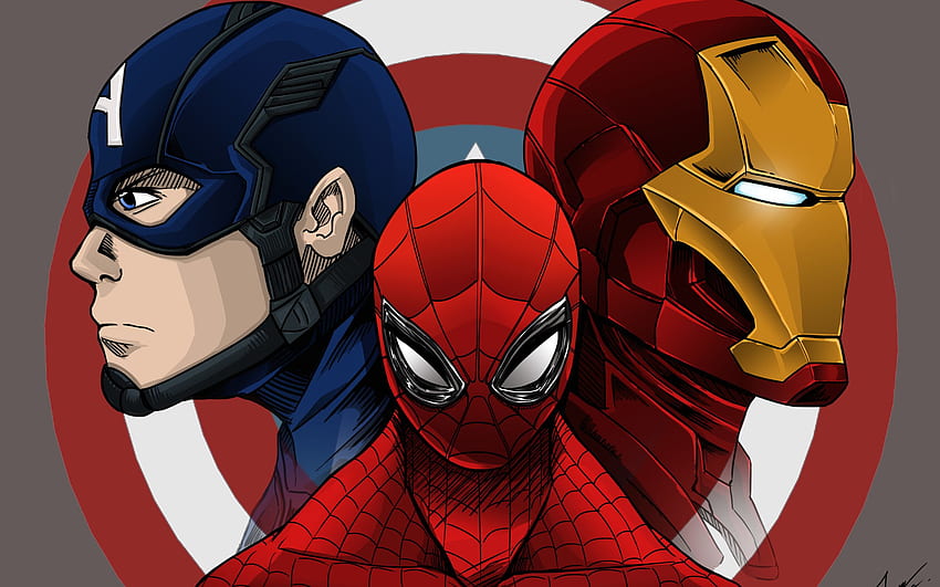 Spiderman Iron Man Captain America Artwork HD wallpaper | Pxfuel