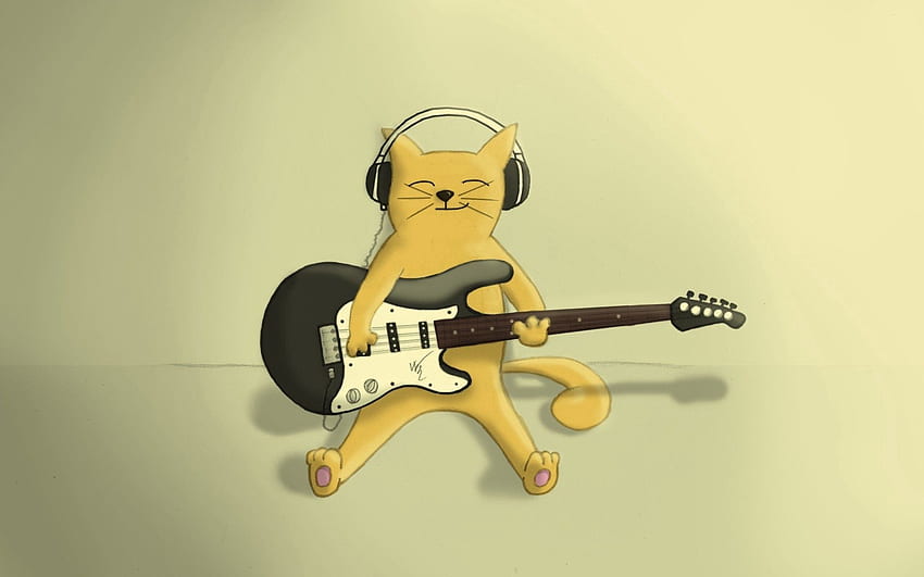 Art, Cat, , Drawing, Guitar, Game HD wallpaper