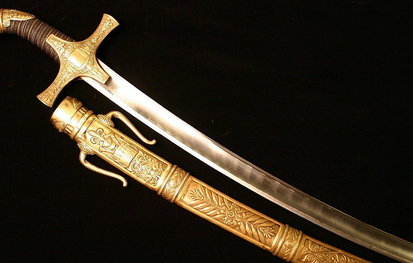 metallo, spada, oro, oro, fiore, arma, legno, ken, spada medievale Sfondo HD