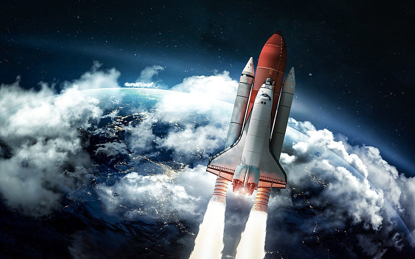 Rakete in Richtung Weltraumauflösung, Luft- und Raumfahrttechnik HD-Hintergrundbild