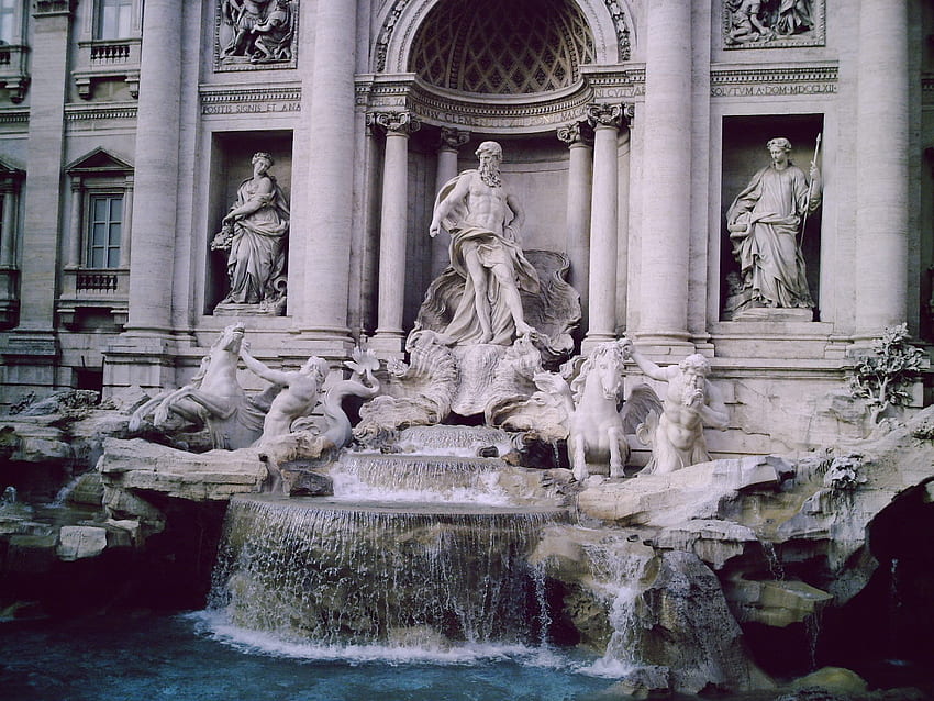 Fontana di Trevi, roma, antik, trevi, su HD duvar kağıdı