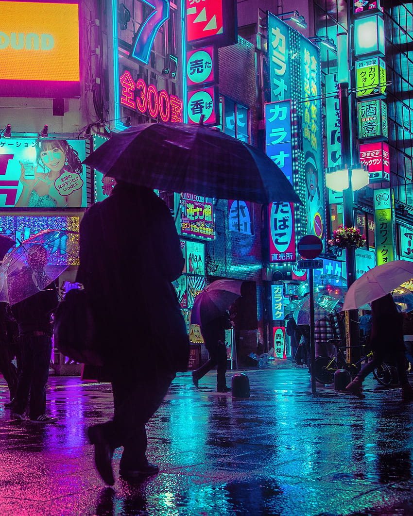 Estetik Tokyo Yağmuru Liam Wong'dan Daha Fazla Neonla Sırılsıklam Tokyo HD telefon duvar kağıdı