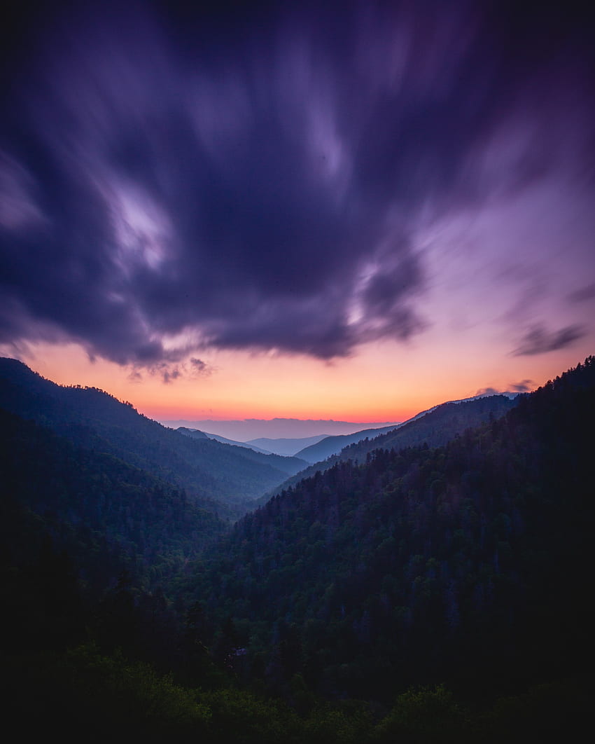 Landscape, Nature, Mountains, Twilight, Clouds, Fog, Dusk HD phone wallpaper