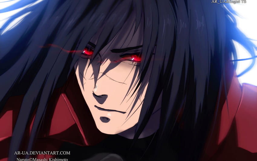 jolly-okapi817: Uchiha Shisui, long hair, red eyes