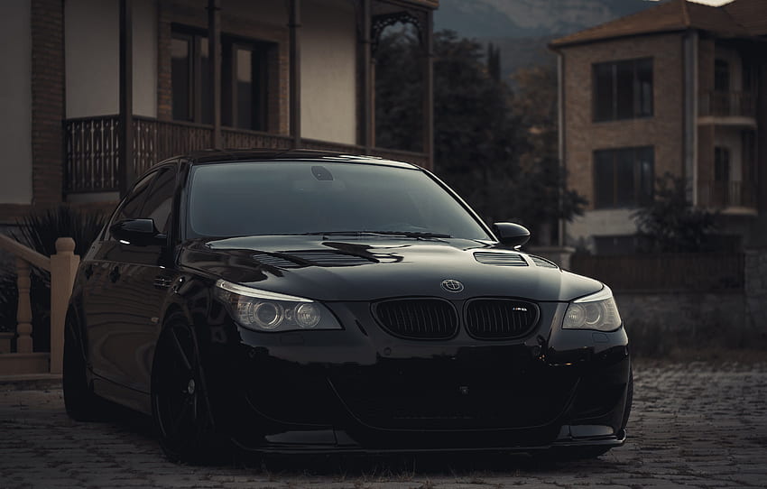 black BMW sedan HD wallpaper