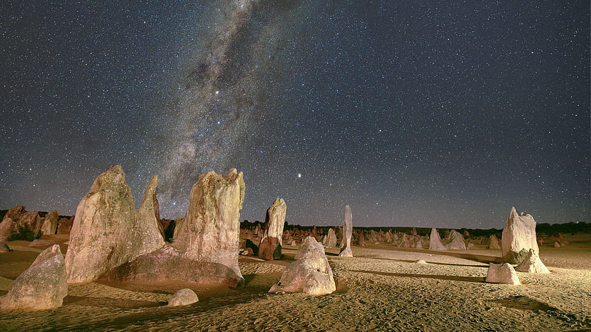 Stones Rock Desert Di Bawah Alam Langit Berbintang Bima Sakti Wallpaper HD