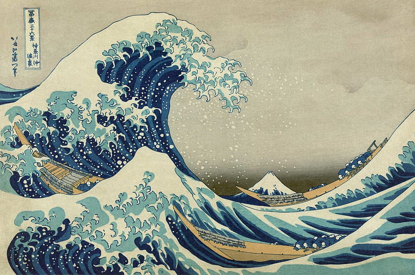 Katsushika-Hokusai-La-Grande-Vague-au-large-de-Kanagawa | Fond d'écran HD