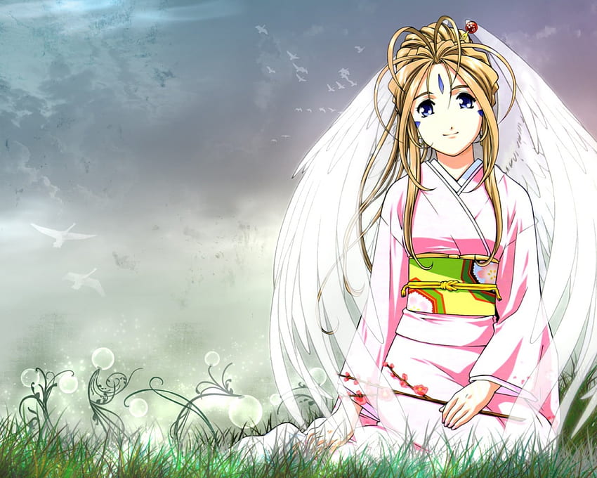 Ах! My Goddess, wings, belldandy, anime, angel, manga HD тапет