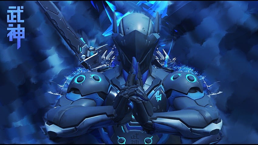 Genji (Overwatch) e fundo -, Blue Genji papel de parede HD
