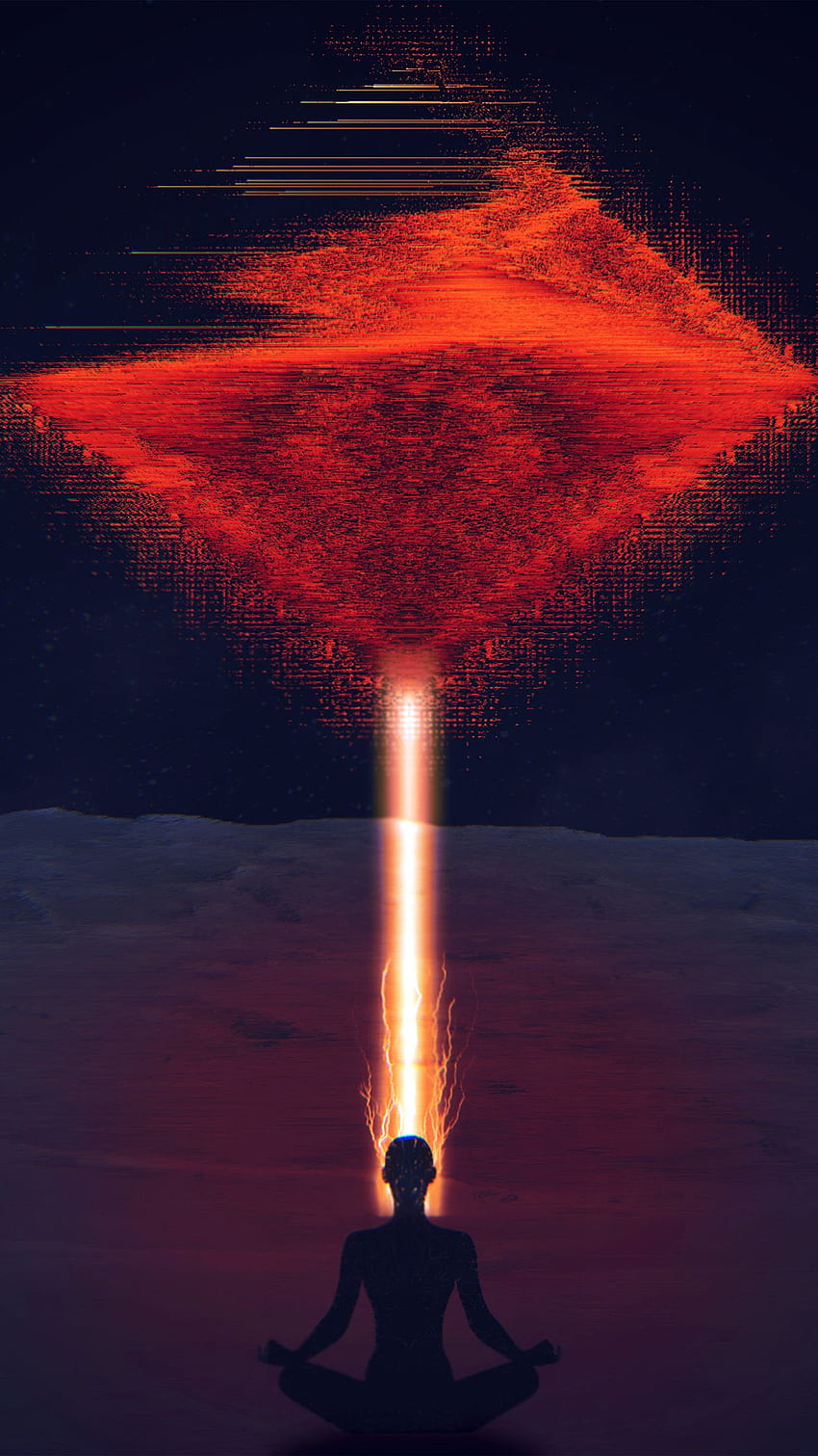 Digital Red Space Alien Art Illustration Dark HD phone wallpaper