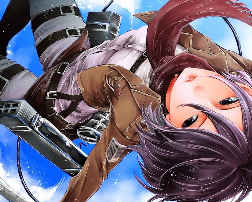 Mikasa, titan, anime, fight, girl HD wallpaper