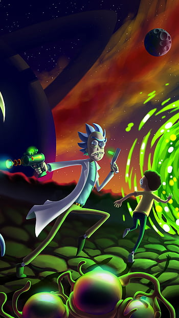 Rick and Morty Portal Gun Wallpaper iPhone Phone 4K #9250e