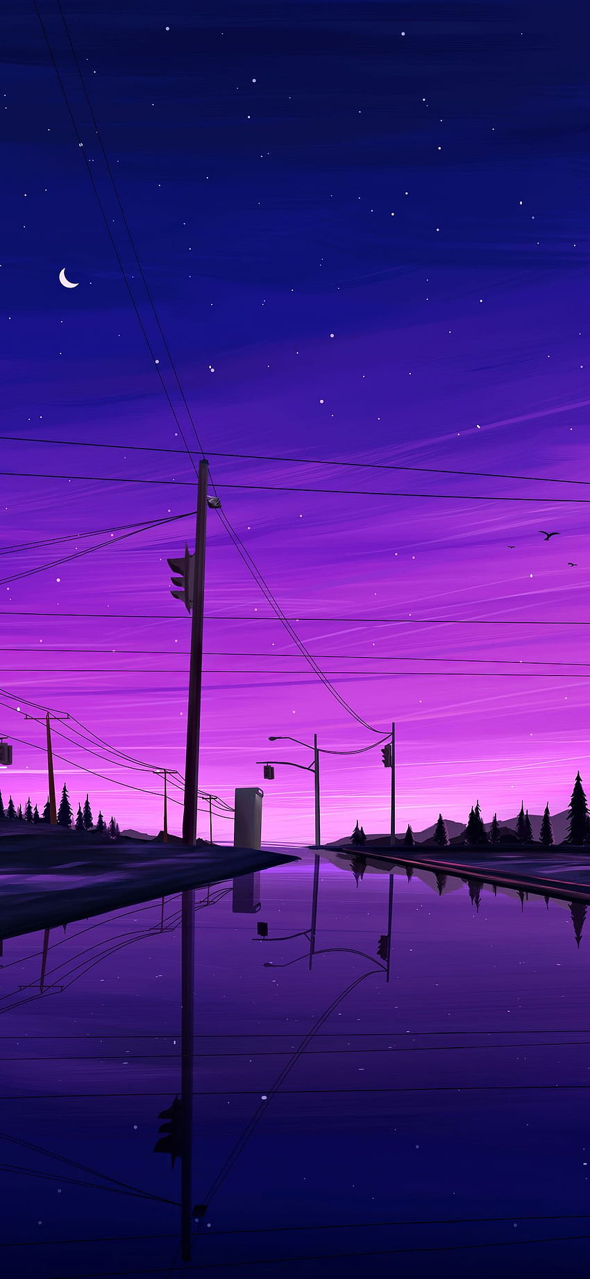 Nuit violette. Ville violette, Mkb, fond esthétique violet, Skyline violet Fond d'écran de téléphone HD