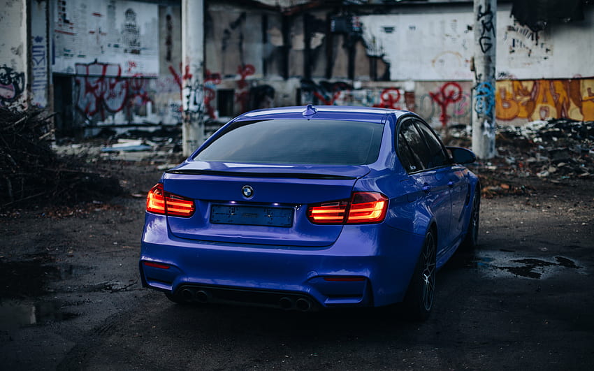 BMW M3, rear view, exterior, blue sedan, new blue M3, M3 tuning, German cars, BMW HD wallpaper