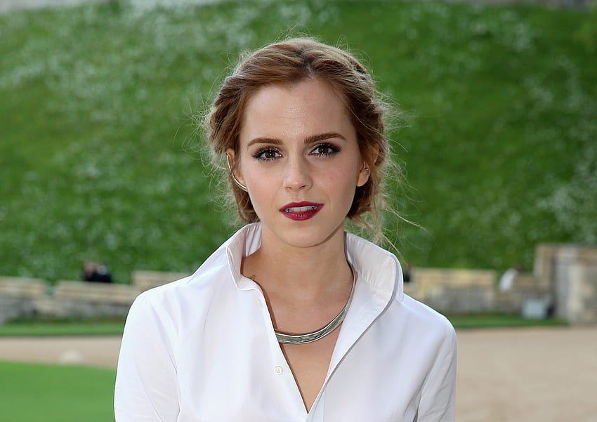 Emma Watson, white shirt, beautiful, actress HD wallpaper