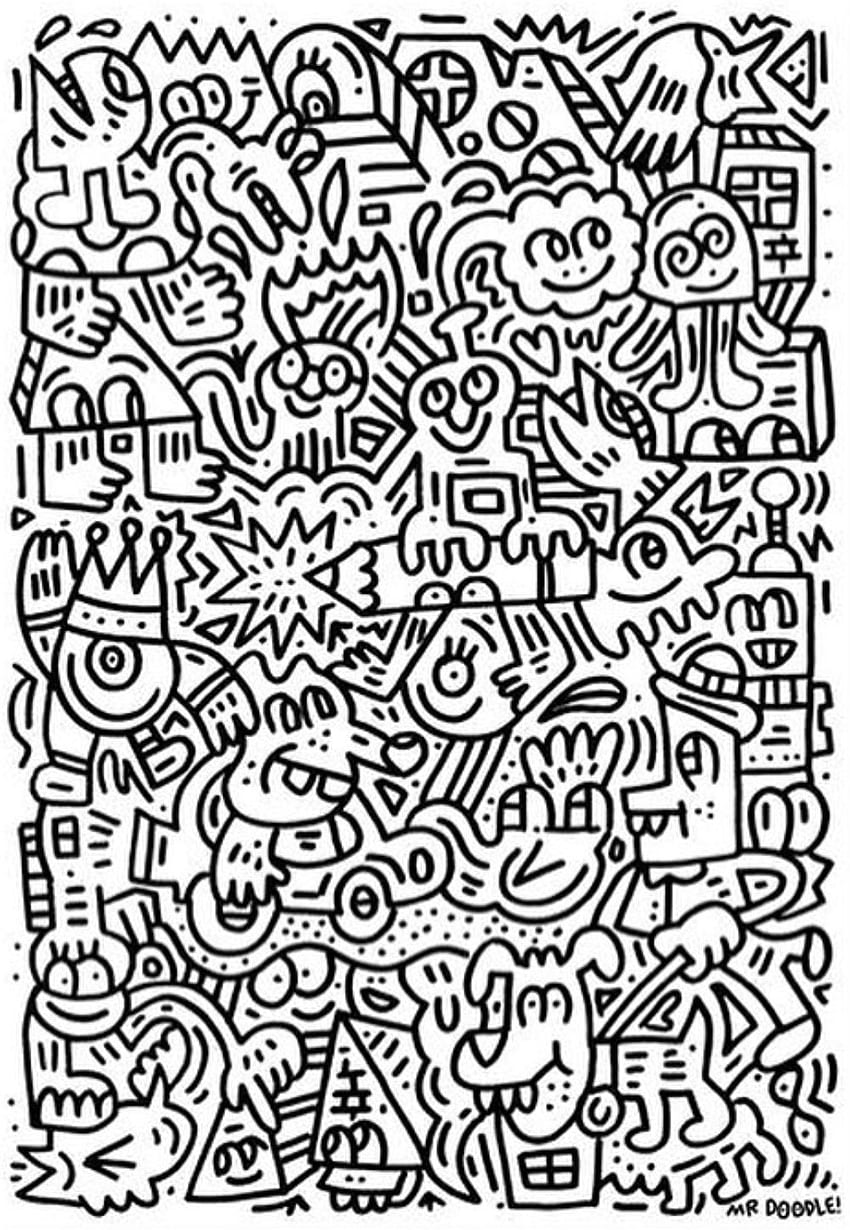 Scarabocchio casuale a pagina intera - Mr Doodle. Scarabocchi graffiti, parete Doodle, lettere d'arte Doodle Sfondo del telefono HD