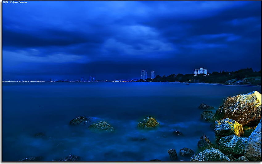 akhir, biru, laut, akhir, gelap Wallpaper HD