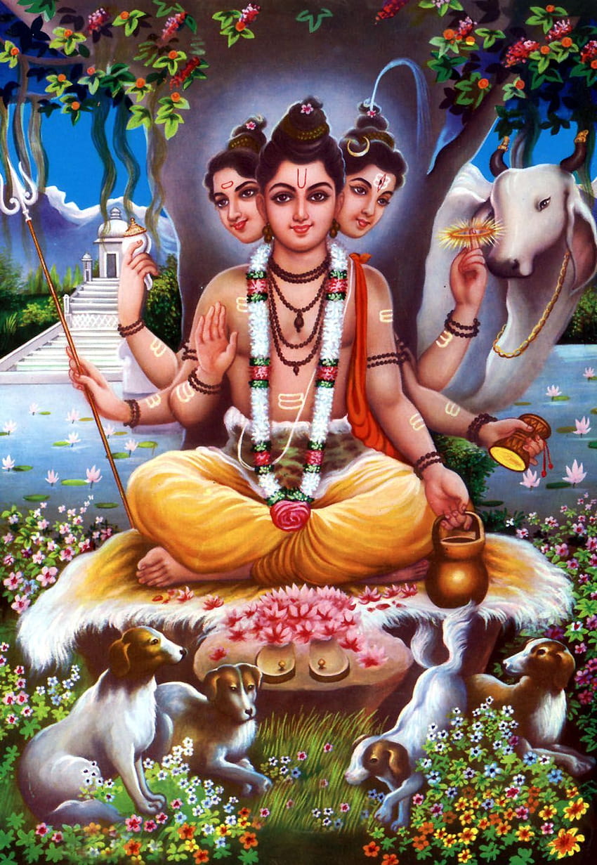 Signore Dattatreya. Divinità indù, divinità indù, arte indù Sfondo del telefono HD