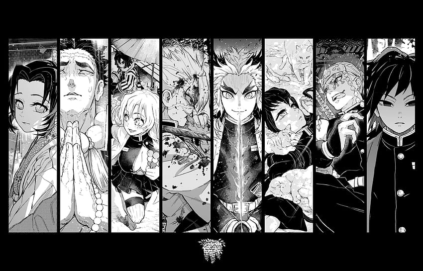 Demon Slayer Manga, Demon Slayer en blanco y negro fondo de pantalla