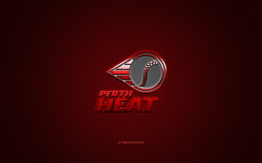 Perth Heat, club de béisbol austriaco, ABL, logotipo rojo, de fibra de carbono rojo, liga de béisbol australiana, béisbol, Perth, Australia, logotipo de Perth Heat fondo de pantalla