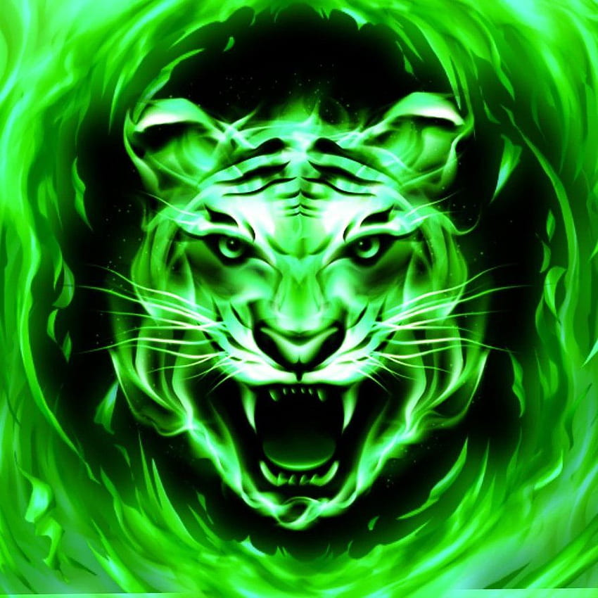 Fuoco verde, tigre verde Sfondo del telefono HD