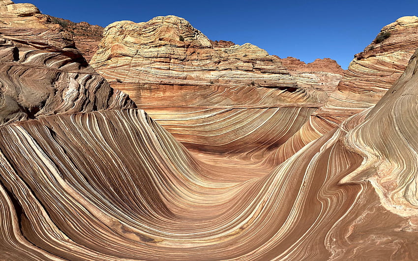 The Wave, Arizona, Coyote Buttes North, paesaggio, cielo, rocce, usa Sfondo HD