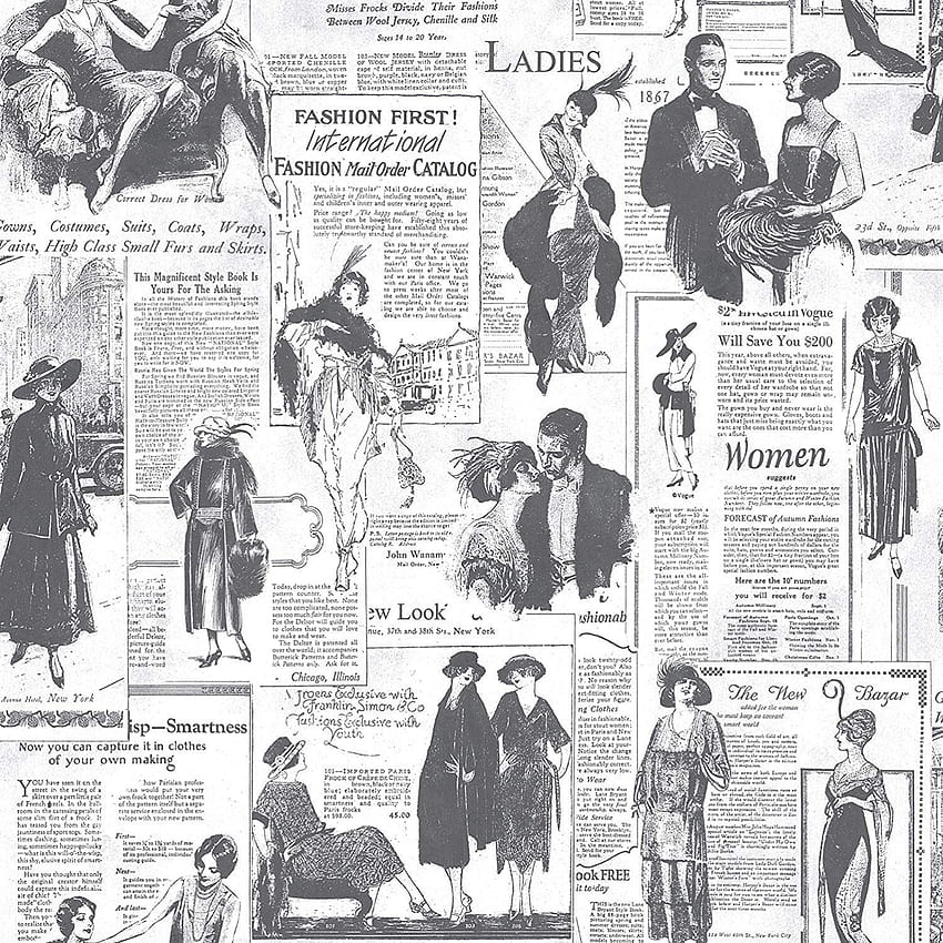 Szczegóły dotyczące Retro Gazeta Vintage Stare Reklamy Black White Paste The Wall Galerie Tapeta na telefon HD