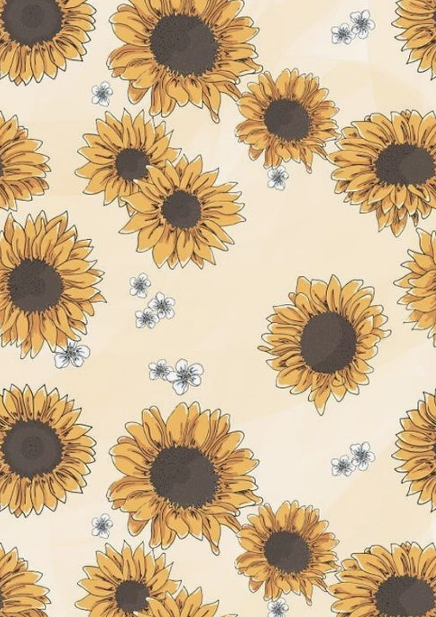 einfache Sonnenblumenzeichnung im Jahr 2020. Sonnenblumenzeichnung, Blumenkunst, Niedliche Cartoon-Sonnenblume HD-Handy-Hintergrundbild