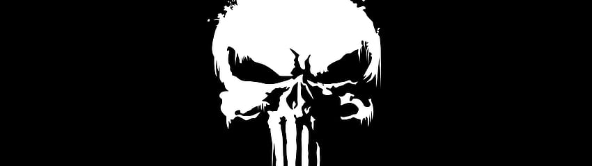 Punisher, Black And White, Logo, Skull, Punisher 3840X1080 HD wallpaper