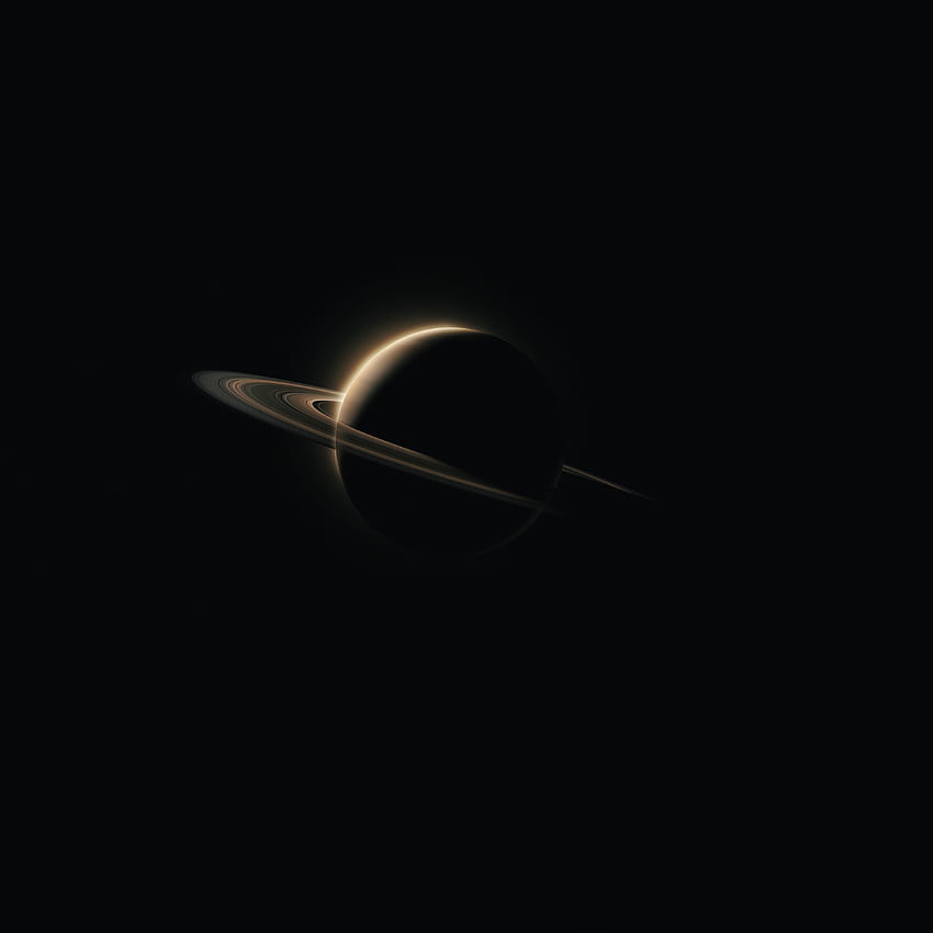 Saturno, planeta, oscuro fondo de pantalla del teléfono