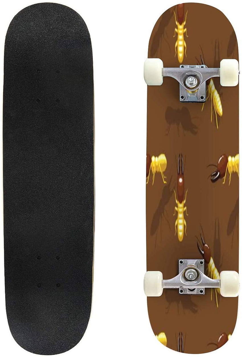 31'' Complete Skateboard Termite Cartoon Background Seamless Stock Illustration Standard Skateboard for Beginners Kids Adults, Maple Double Kick Deck Concave Skate Board Longboard : Sports & Outdoors, Longboard Wheels วอลล์เปเปอร์โทรศัพท์ HD