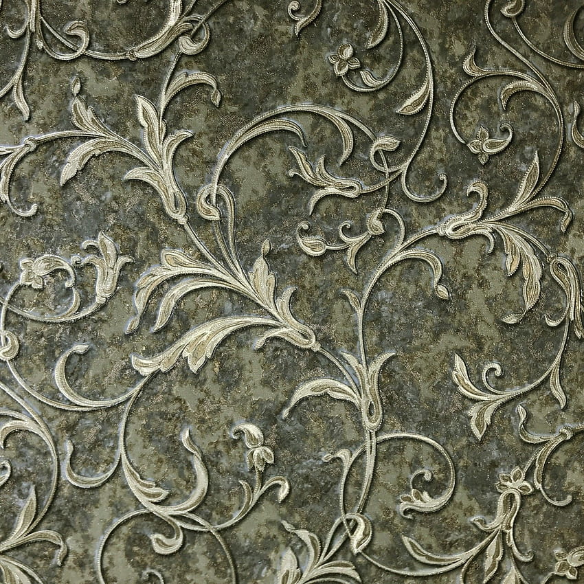 04 Olive Green Gold Victorian Damask – Wallcoveringsmart HD phone wallpaper
