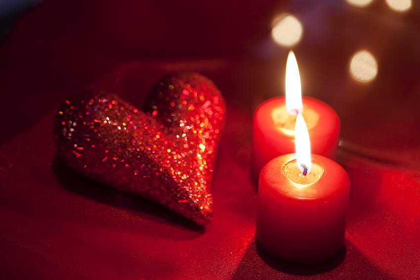 Romance, bokeh, candle, light, candles, romantic, heart, valentines day HD wallpaper