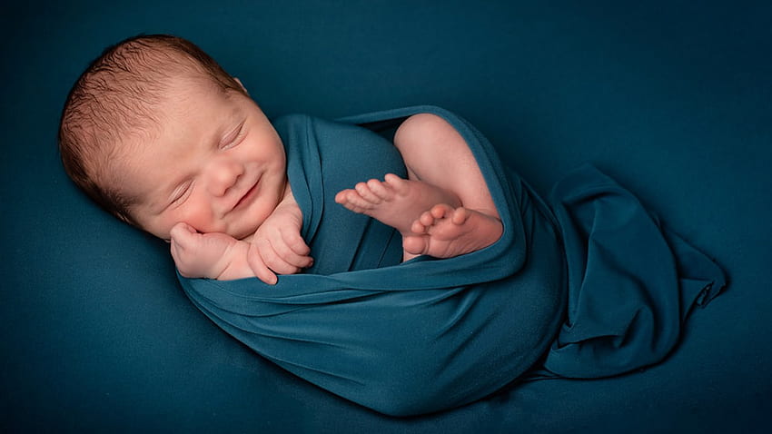 Smile, Baby, Cute, Child, Covering, Petrol Blue, Cloth, Textile, Teal Blue, Cute HD wallpaper