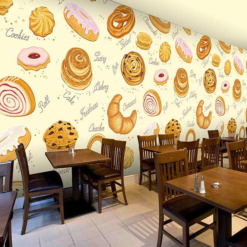 3D 사용자 정의 크기 단단한 나무 레트로 빵집 케이크 가게 TeaShop 카페 PizzaShop 레스토랑 스낵 가게 벽화, 450X300cm, Resturant HD 전화 배경 화면