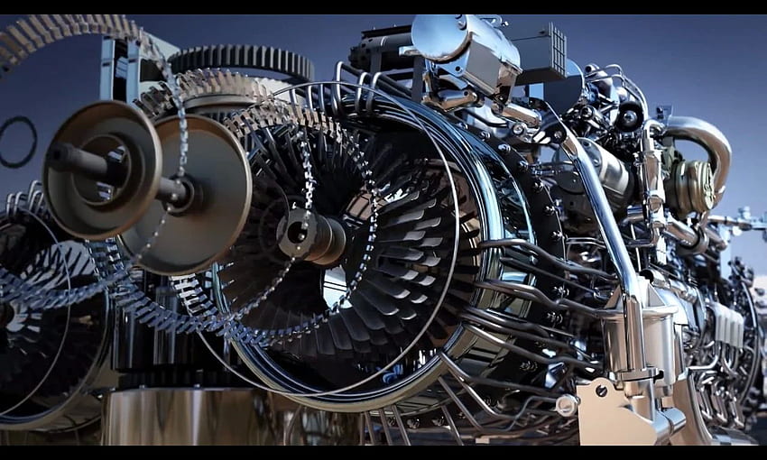 Silnik przemysłowy Chrome — wersja demonstracyjna — i tło, silnik turbinowy Tapeta HD