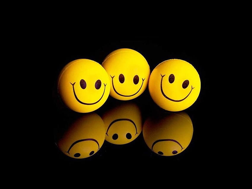 Three Happy Smiles, three smiling emoji balls HD wallpaper