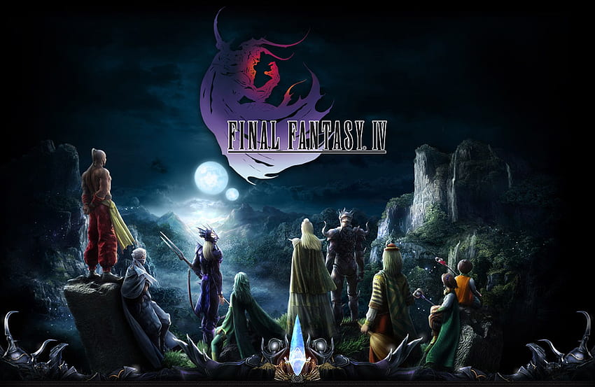 Den Nachthimmel beobachten, Edge, Final Fantasy, Kain, Yang, Palom, Rosa, Edward, Porom, Rydia, Cecil HD-Hintergrundbild
