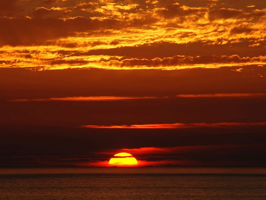 Ocean Sunset, nuages, nature, océan, coucher de soleil Fond d'écran HD