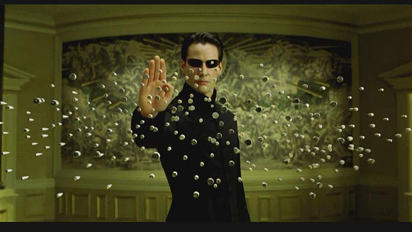 Keanu reeves Matrix-Neo-Munition HD-Hintergrundbild