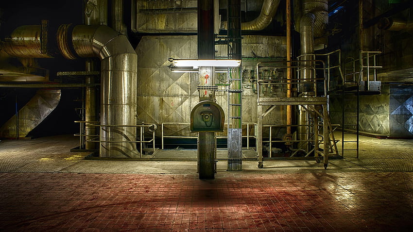 Old fashioned phone in abandoned power plant [], Old Factory HD wallpaper