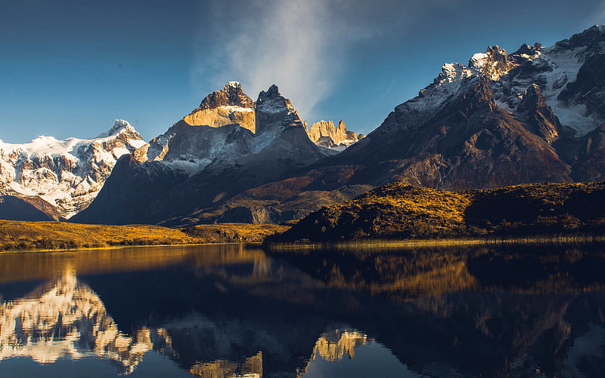 Gray Lake, , Torres del Paine, mountains, Patagonia, Chile for with ...