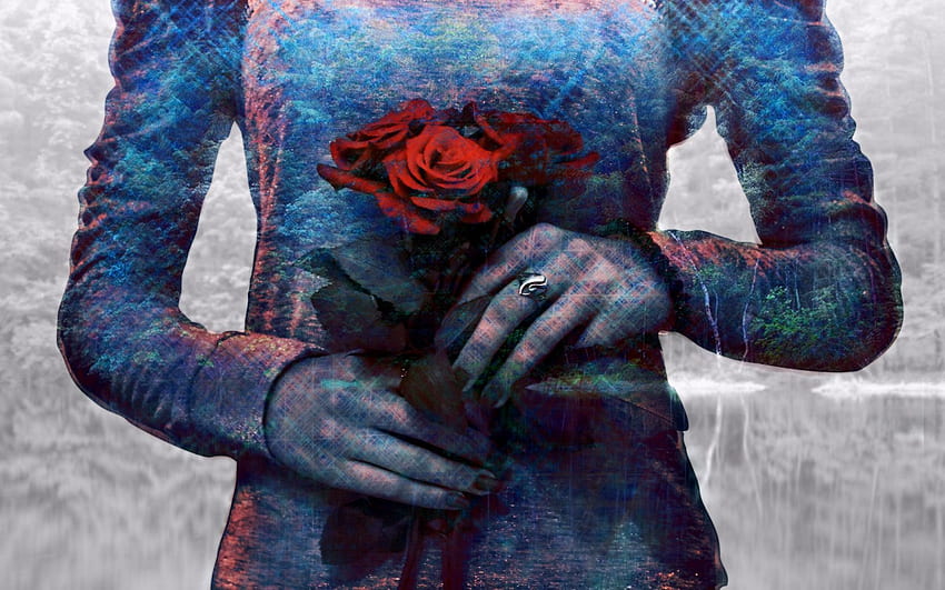 Rose Flower, Rose, Hands, Girl, hop, Double Exposure HD wallpaper